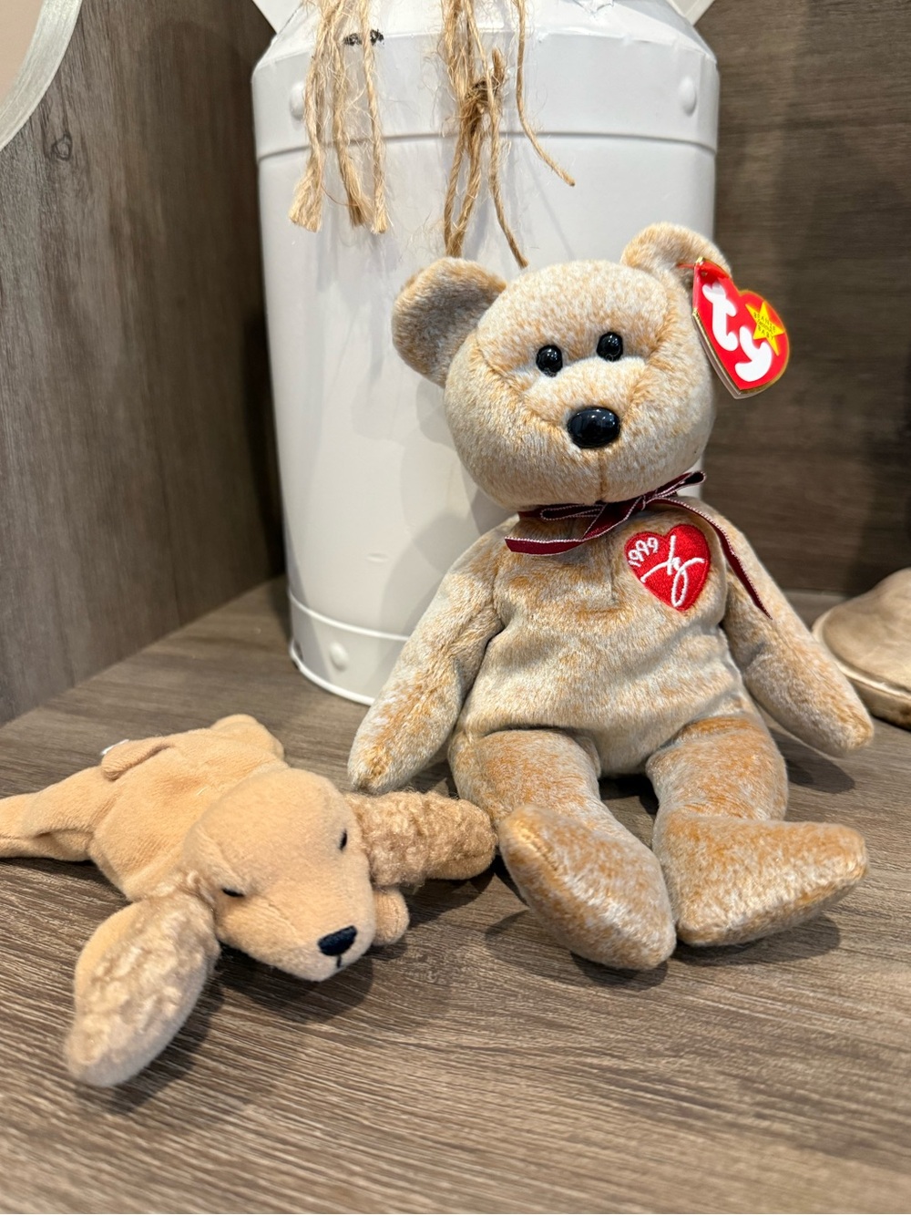 Ty Beanie Baby 1999 Signature Bear and 90’s Ty Beanie Baby Mini Dog